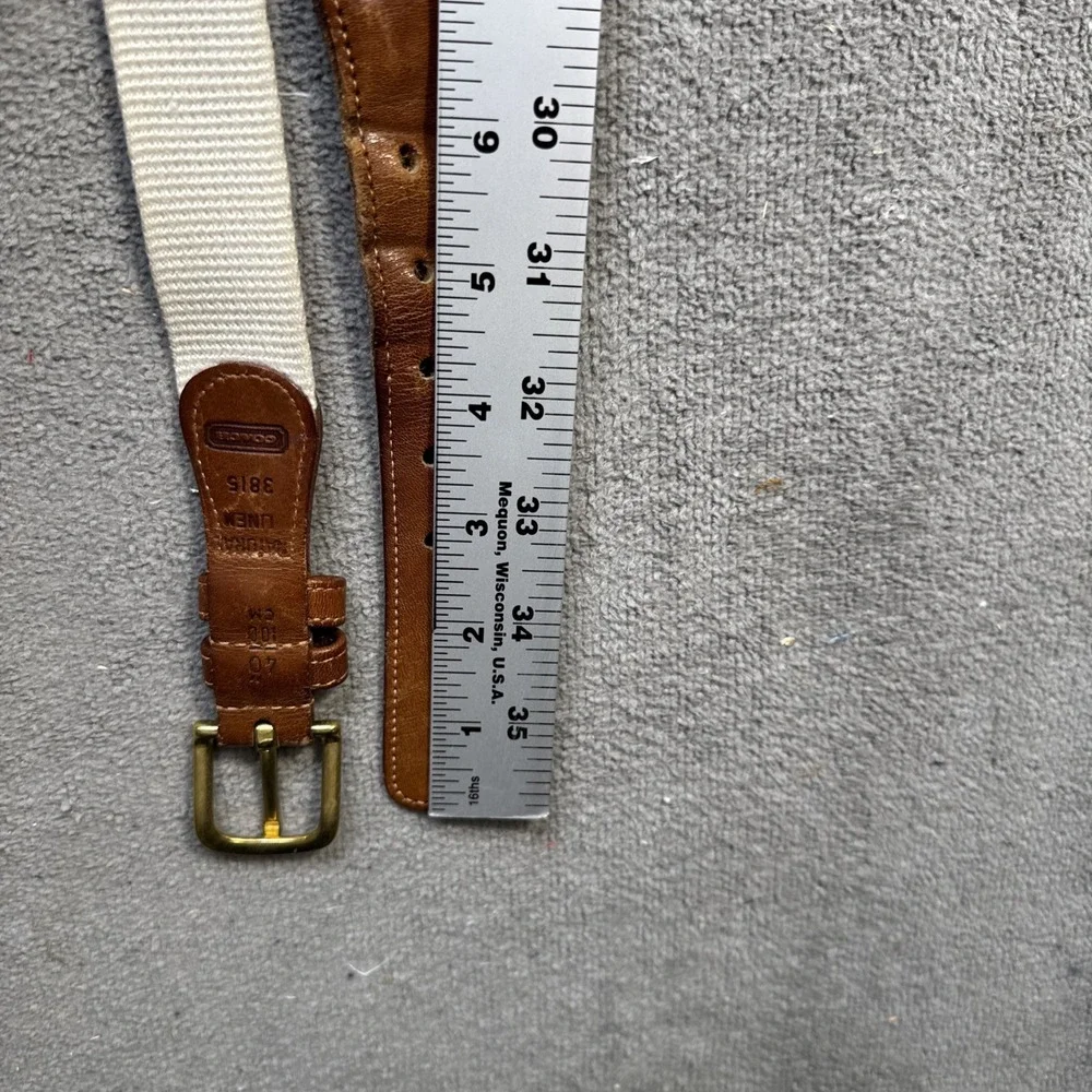 Coach Women's Leather Linen Belts Lot of 3 Tan Navy Cream Size‎ 40 Large L